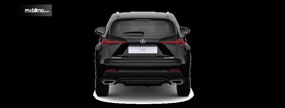 Tampak belakang mobil Lexus NX300 Luxury 2018 berwarna hitam