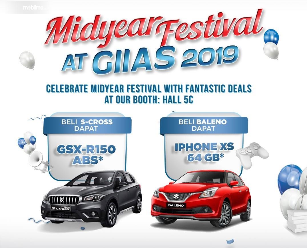 Banner promo Suzuki Midyear at GIIAS 2019, kesempatan mendapat hadiah langsung bagi setiap pembelian unit baru
