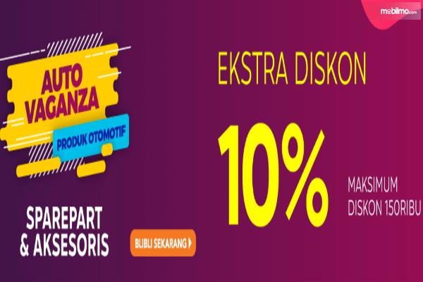 Gambar ini menunjukkan adanya diskon 10% untuk pembelian sparepart dan aksesoris kendaraan