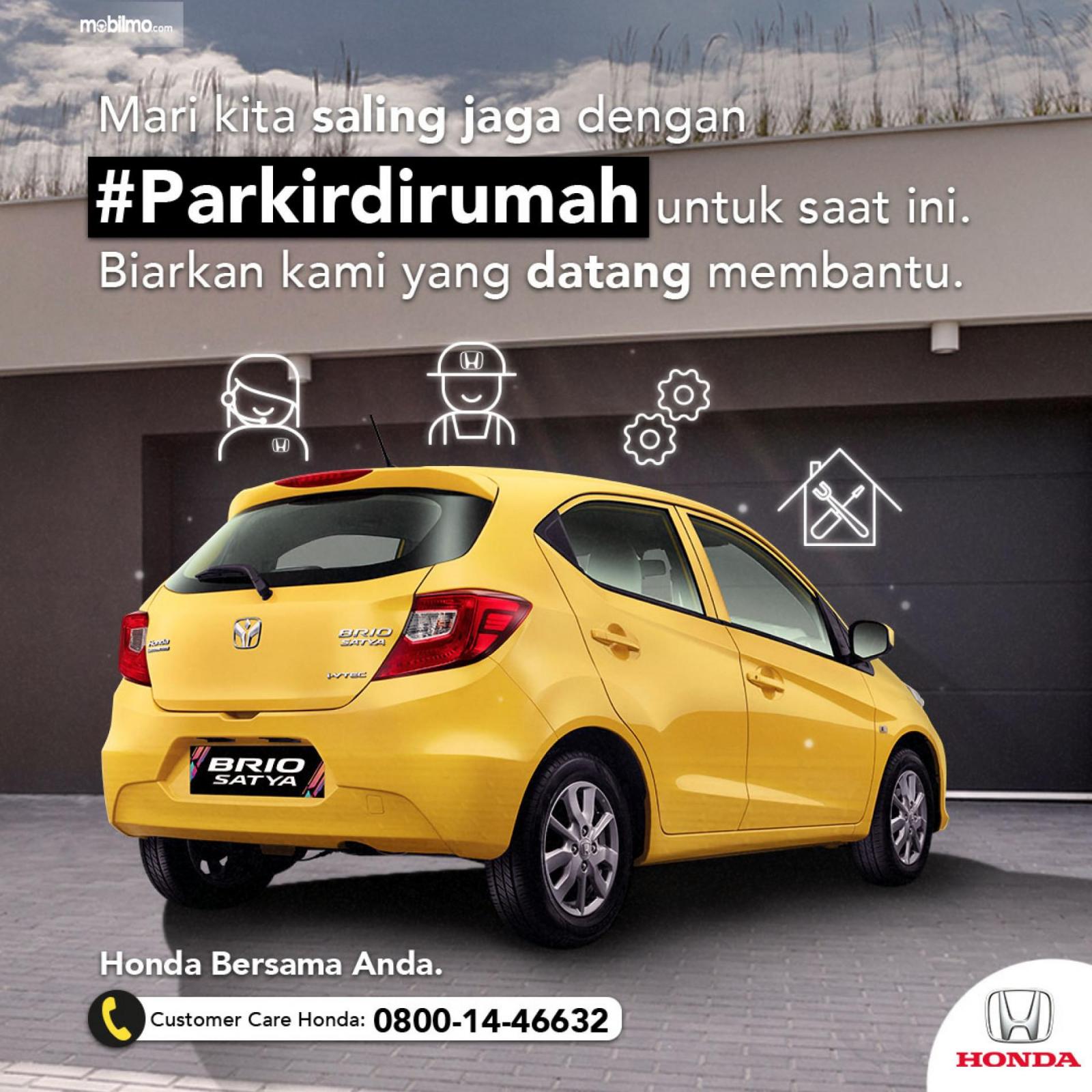 Gambar menunjukkan kampanye Honda #Parkirdirumah