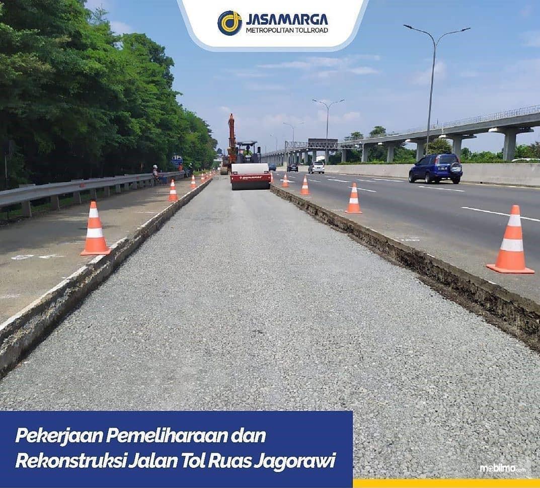 Foto menunjukkan Rekonstruksi Jalan Tol Jagorawi