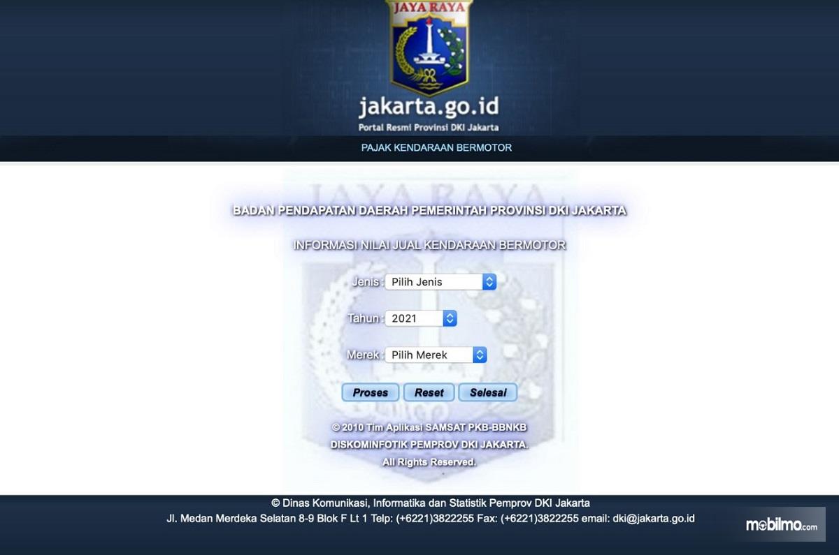 website Samsat Jakarta yang bisa digunakan untuk mengetahui pajak